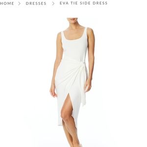 LBLC The Label Eva Side Tie Tank Midi Dress In Ivory Double Scoop Neck Jersey